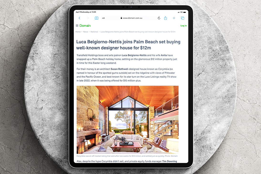 Image of Ipad with real estate article on it.